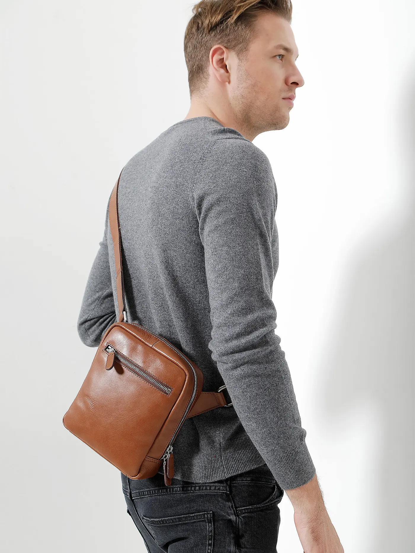 LEONHARD HEYDEN | Ledertasche - Umhängetasche " Cambridge " S | camel